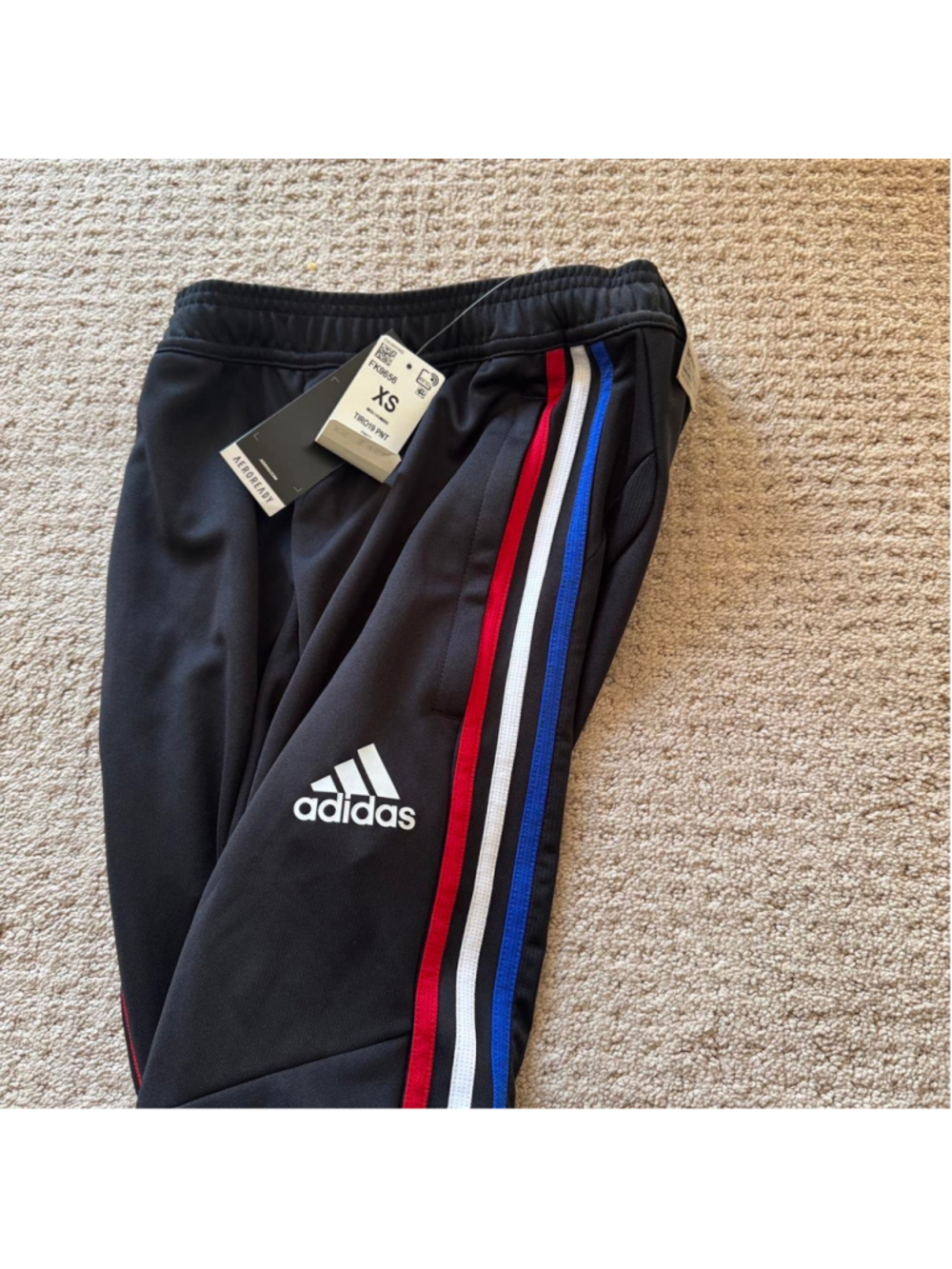 Adidas Climalite tracksuit bottoms #tracksuit
black, athletic, tapered, striped